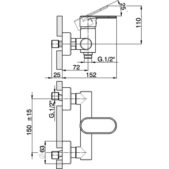 Смеситель для душа Cisal Lineaviva LV000440 схема 2