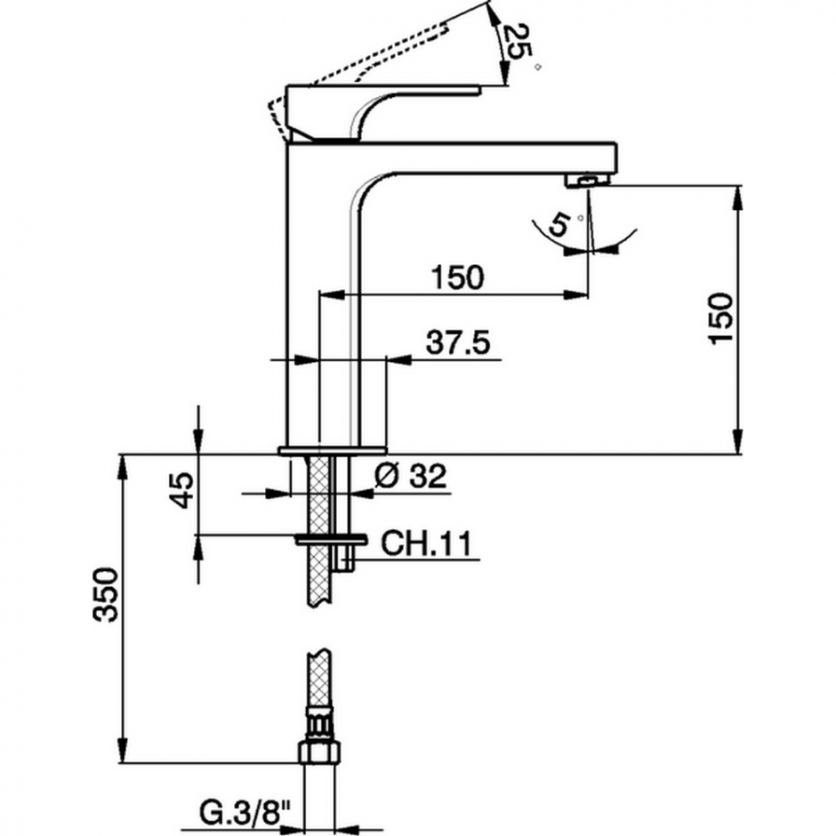 Смеситель для раковины Cisal Cubic CU001501 ФОТО