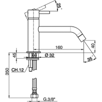 Смеситель для раковины Cisal Less Minimal LM001510/LM001540 схема 2