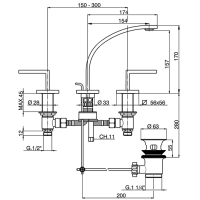 Смеситель для раковины Cisal Wave WA001021 схема 3