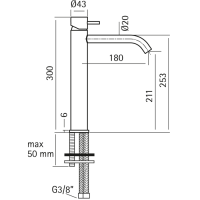 Смеситель для раковины Cisal Xion XI003544 схема 2