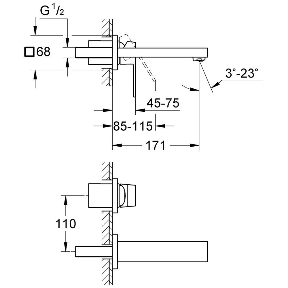 Смеситель Grohe Eurocube для раковины 19895000 схема 2