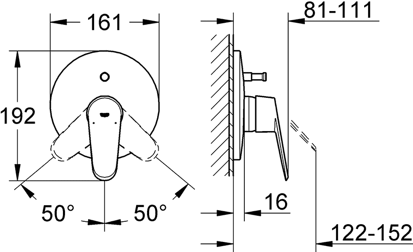 Смеситель Grohe Eurodisc Cosmopolitan для душа 19549002 схема 2