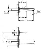 Смеситель Grohe Eurodisc Joystick для раковины 19968000 схема 2