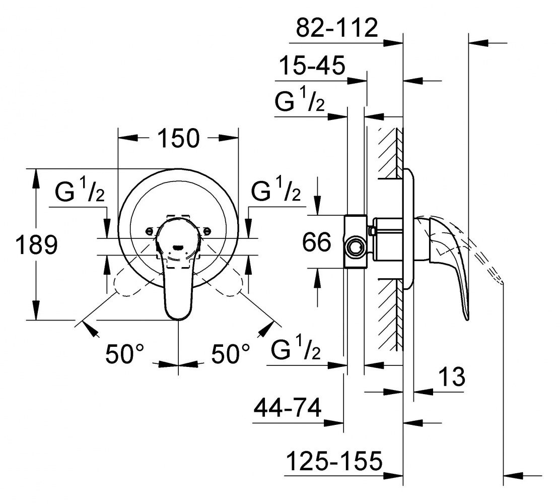 Смеситель Grohe Euroeco для душа 32742000 схема 2