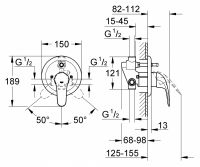 Смеситель с девиатором для ванны и душа Grohe Euroeco 32747000 схема 2