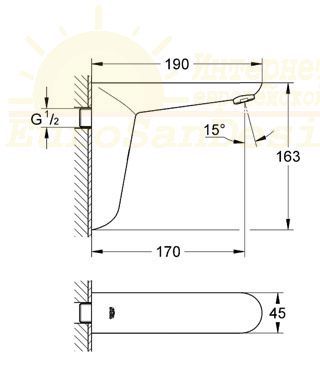 Сенсорный смеситель Grohe Euroeco Cosmopolitan E для ванной 36274000 ФОТО