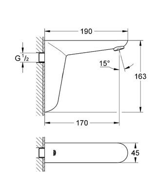 Сенсорный смеситель Grohe Euroeco Cosmopolitan E для ванной 36274000 схема 2