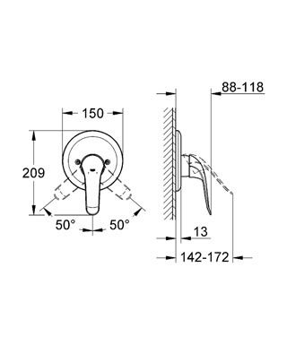 Смеситель для ванны и душа Grohe Euroeco Speсial 3278 схема 1