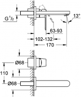 Смеситель Grohe Eurosmart Cosmopolitan для раковины 19381000 схема 2