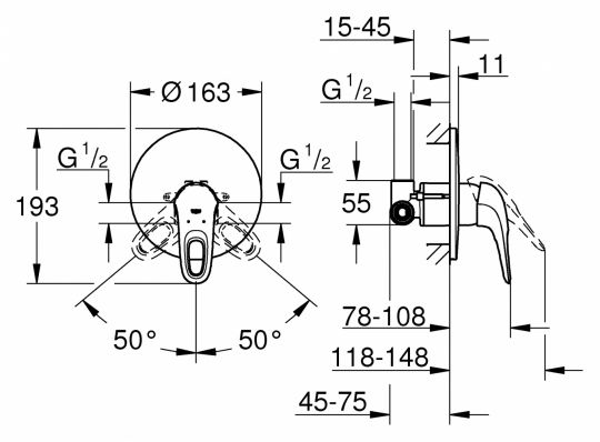 Смеситель Grohe Eurostyle для душа встраиваемый 33635003 ФОТО