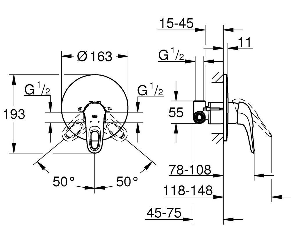 Смеситель Grohe Eurostyle New для душа 23725003 схема 2