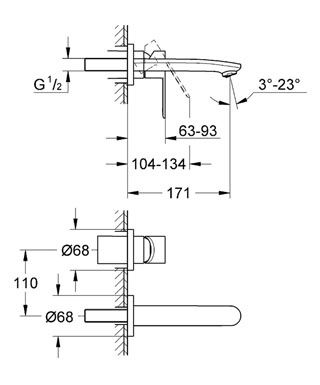 Смеситель Grohe Eurostyle Cosmopolitan для раковины 19571002 схема 2