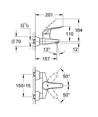 Смеситель Grohe Euroeco Speсial для раковины 32776000 схема 2