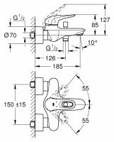 Смеситель Grohe Eurostyle для ванны и душа 33591003 схема 2