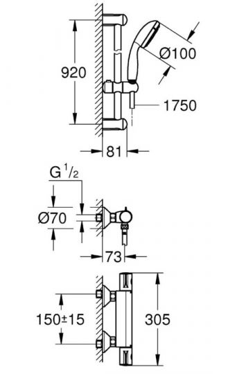 Смеситель Grohe Grohtherm для душа 34566001 ФОТО