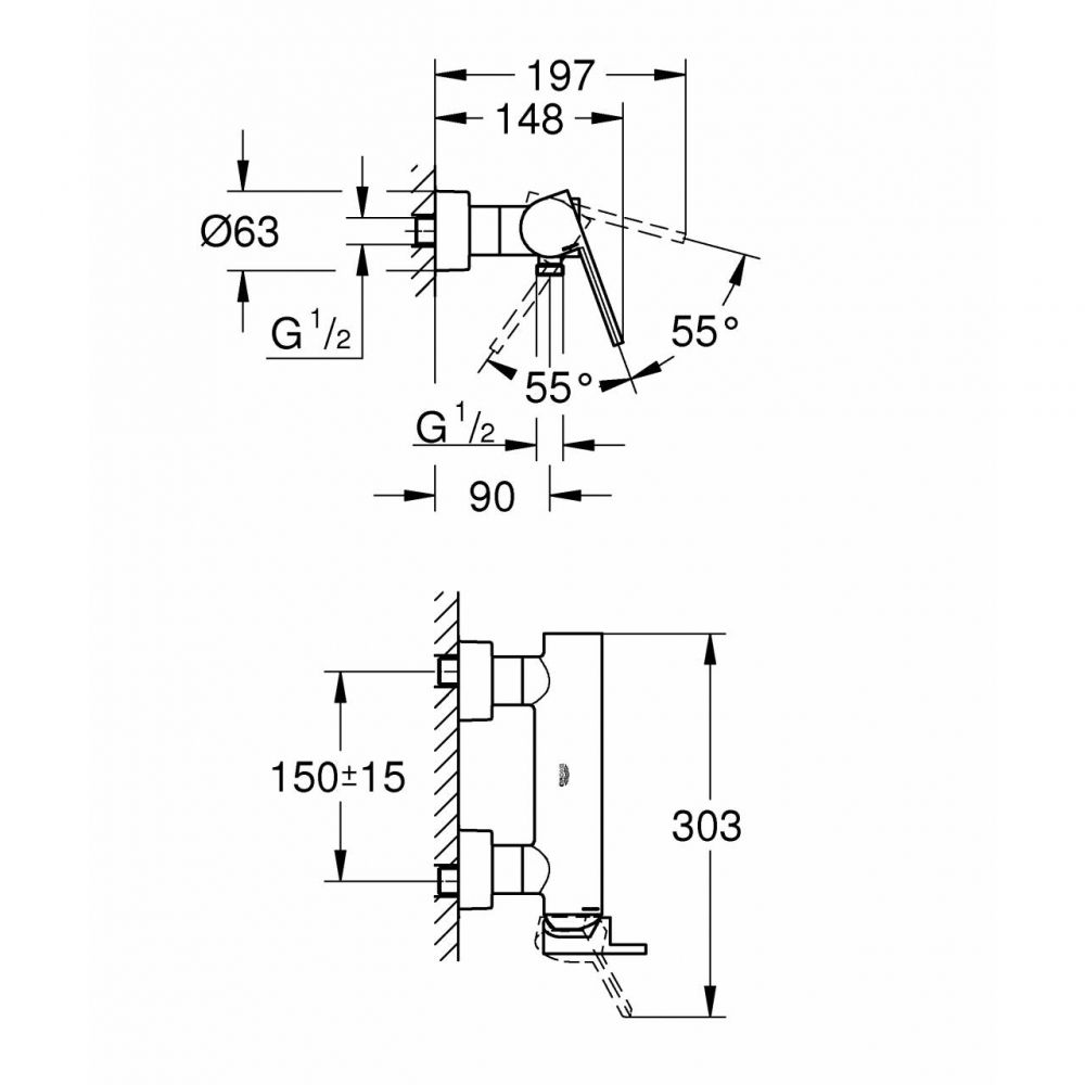 Смеситель Grohe Plus для душа 33577003 схема 4