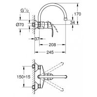 Смеситель Grohe Eurosmart для кухни 32482002 схема 2