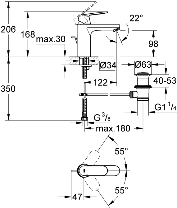 Смеситель Grohe Eurosmart Cosmopolitan для раковины 23325000 ФОТО