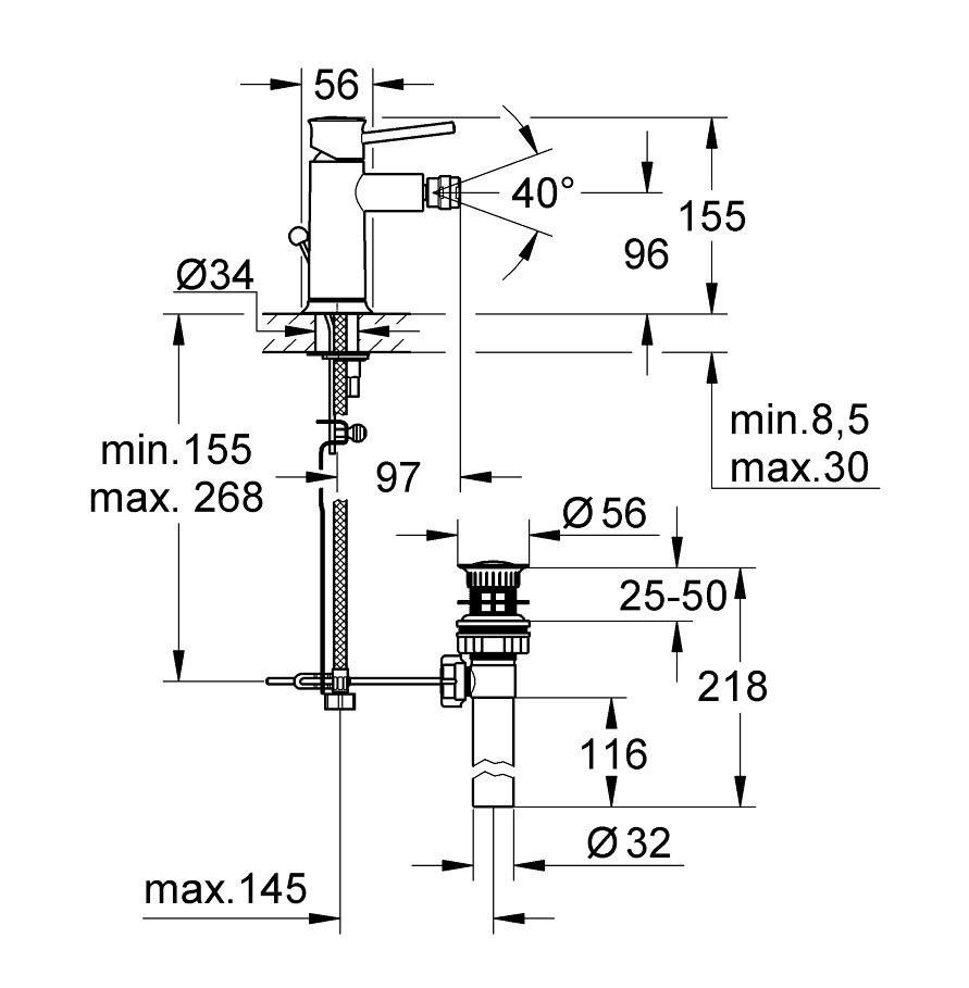 Смеситель Grohe Bauclassic для биде 32864000 ФОТО