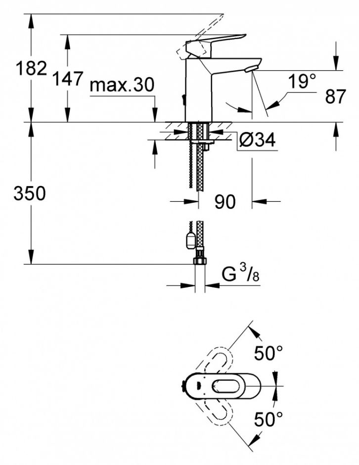 Смеситель Grohe Bauloop для раковины 23336000 ФОТО