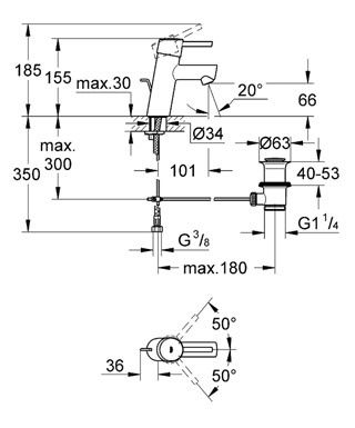 Смеситель Grohe Concetto New для раковины 3220410E схема 3