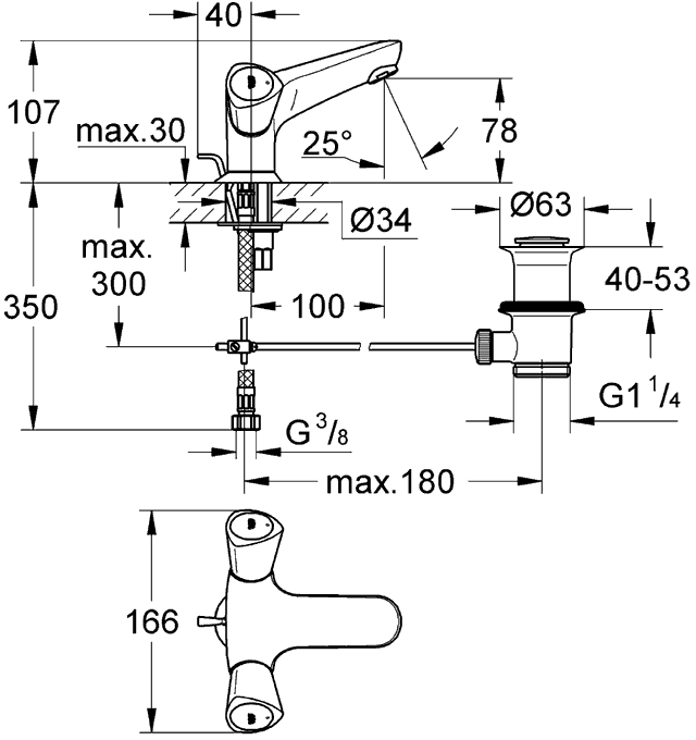 Смеситель Grohe Costa S для раковины 21255001 схема 2