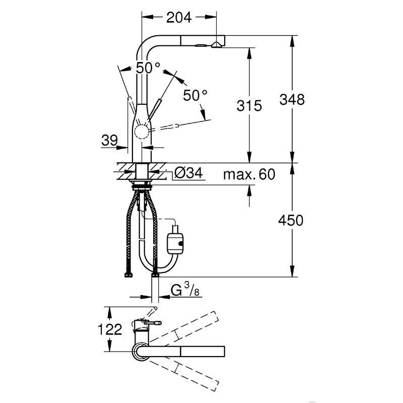 Смеситель Grohe Essence New для кухни 30270DC0 схема 3