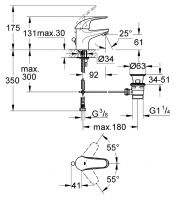 Смеситель Grohe Euroeco для раковины 23262000 схема 2