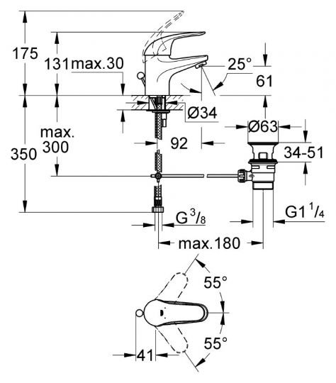 Смеситель Grohe Euroeco для раковины 23262000 ФОТО