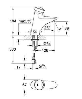 Смеситель Grohe Eurodisc Sе для раковины 36249000 схема 2