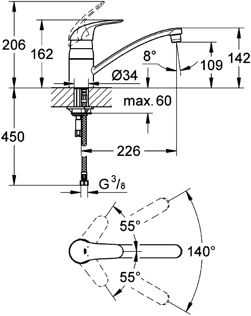 Смеситель Grohe Euroeco для кухни 32750000 ФОТО