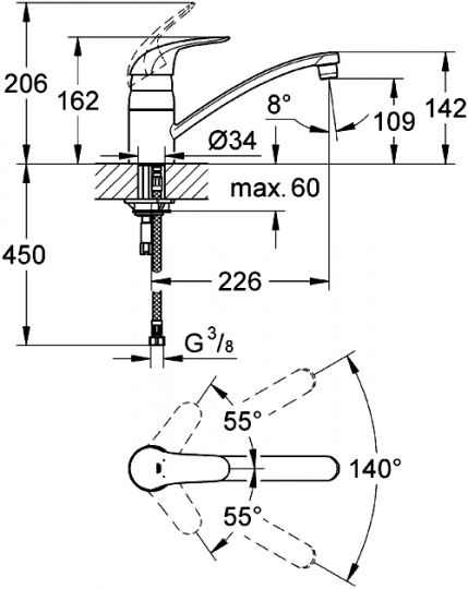 Смеситель Grohe Euroeco для кухни 32750000 ФОТО