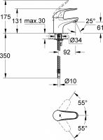 Смеситель Grohe Euroeco для раковины 32734000 схема 2