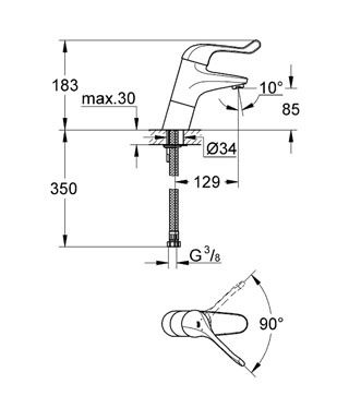 Смеситель Grohe Euroeco Speсial для раковины 32790000 схема 2