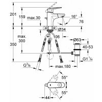 Смеситель Grohe Europlus II для раковины 33155002 схема 2