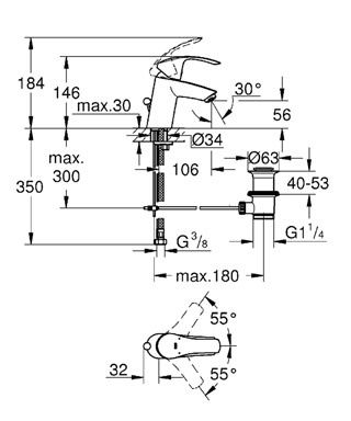 Смеситель Grohe Eurosmart для раковины 33265002 схема 3