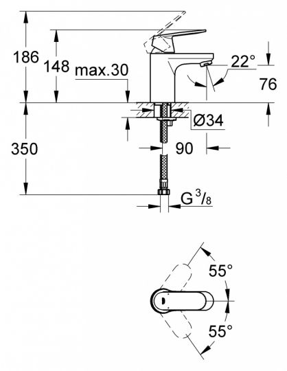 Смеситель Grohe Eurosmart Cosmopolitan для раковины 32824000 ФОТО