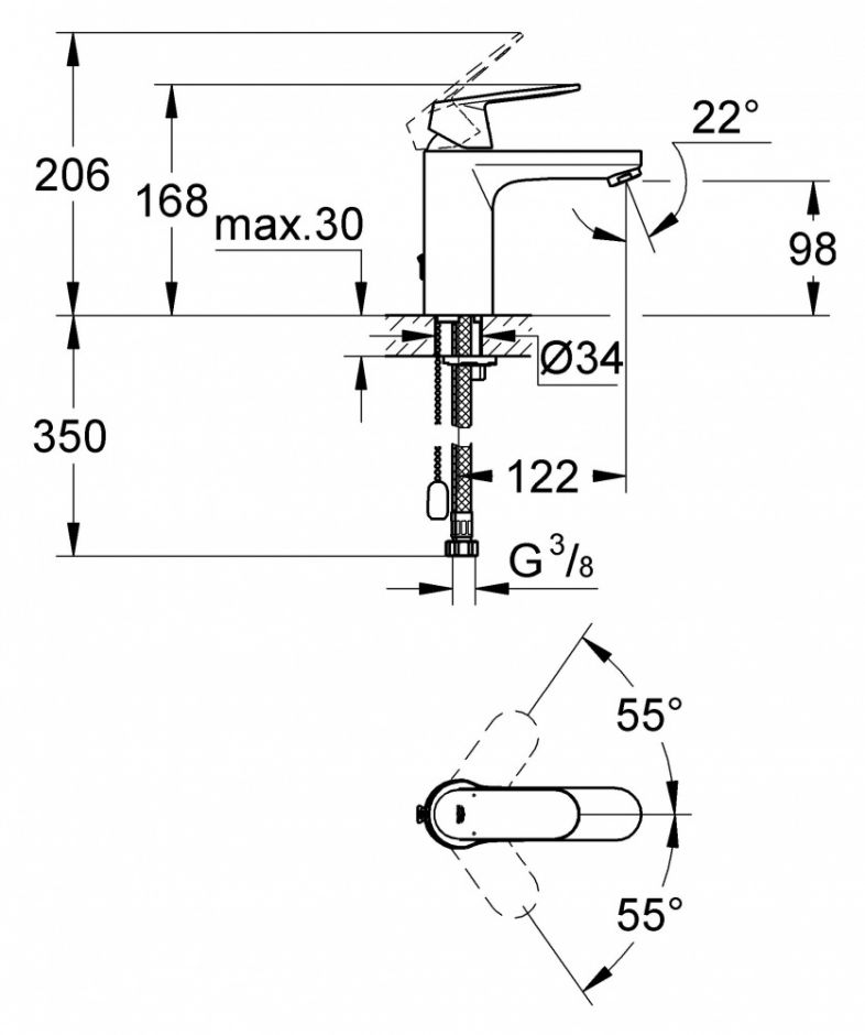 Смеситель Grohe Eurosmart Cosmopolitan для раковины 23326000 ФОТО