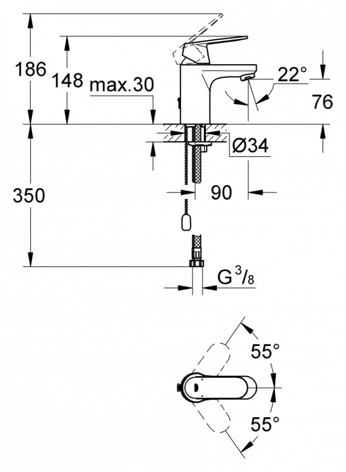 Смеситель Grohe Eurosmart Cosmopolitan для раковины 3282700E ФОТО