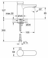 Смеситель Grohe Eurosmart Cosmopolitan Т для раковины 36317000 схема 9