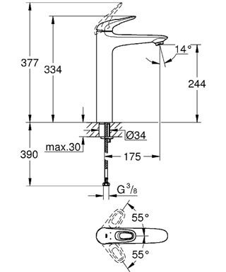 Смеситель Grohe Eurostyle для раковины 23570003 схема 2