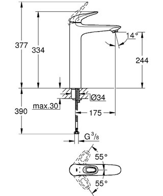 Смеситель Grohe Eurostyle для раковины 23570003 ФОТО