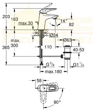 Смеситель Grohe Eurostyle для раковины 23374003 схема 2