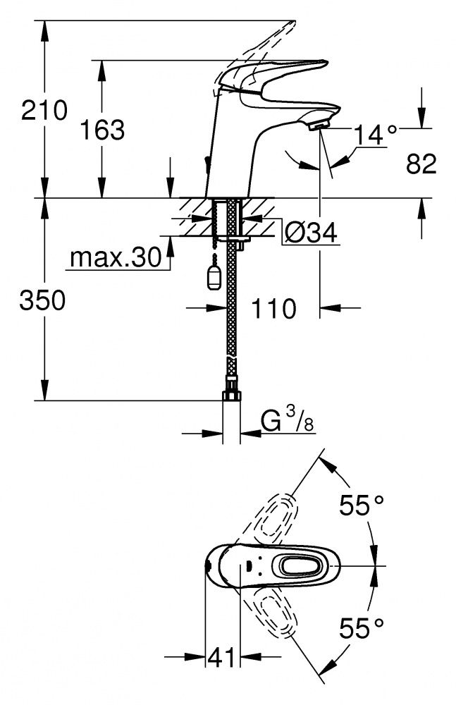 Смеситель Grohe Eurostyle для раковины 33557003 схема 2