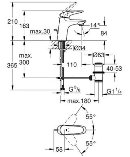 Смеситель Grohe Eurostyle New для раковины 23707003 ФОТО