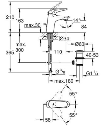 Смеситель Grohe Eurostyle New для раковины 23707003 ФОТО