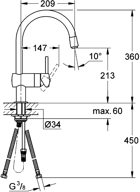 Смеситель Grohe Minta для кухни 32918000 ФОТО