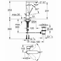 Смеситель Grohe Plus для раковины 23851003 схема 2