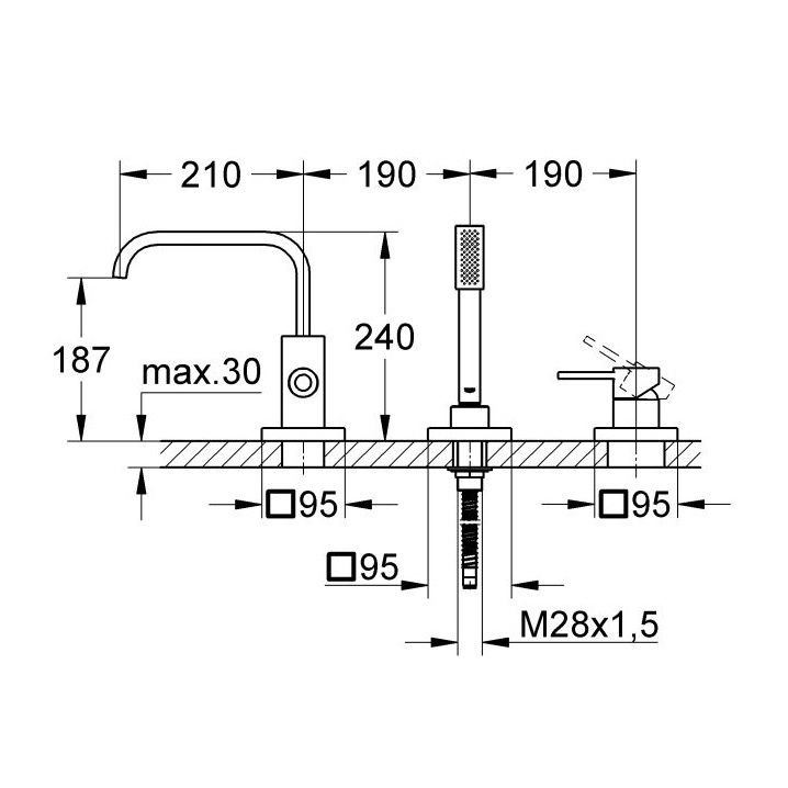 Смеситель Grohe Allure для ванны и душа 19316000 схема 2